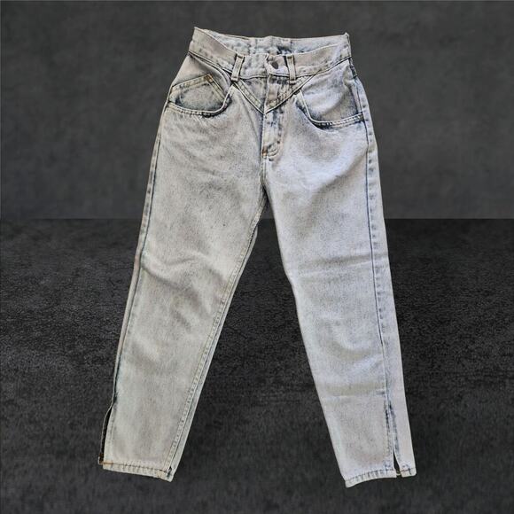 Lee Jeans Girls Sz 12R 23"x22" Bleached Tapered Ankle Zip VTG Made in USA - Picture 1 of 9